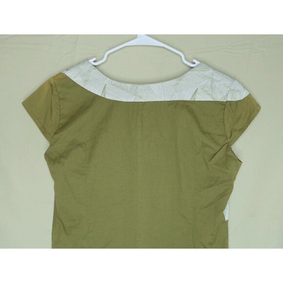 Skunkfunk Sheath Dress Asymmetrical Olive Green Organic Cotton Womens Size 4 - Picture 5 of 10